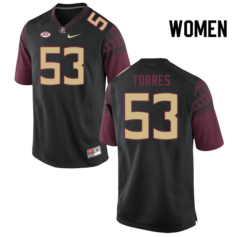 Women #53 Brandon Torres Florida State Seminoles College Football Jerseys Stitched Sale-Black - Click Image to Close